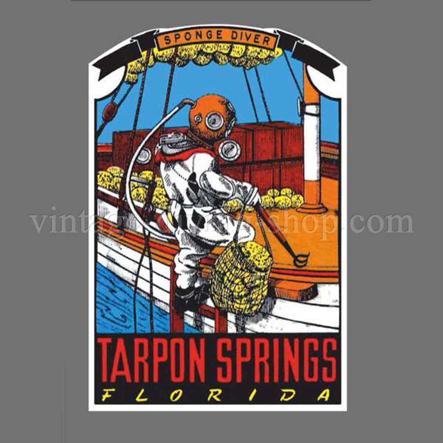 TARPON SPRINGS FLORIDA DIVER-SOUVENIR TRAVEL DECAL STICKER DIVING TAUCHEN New